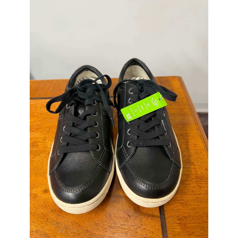 New Taos Plim Soul Lux Black Leather Sneakers Womens 8.5 Low Top Lace Up Shoes